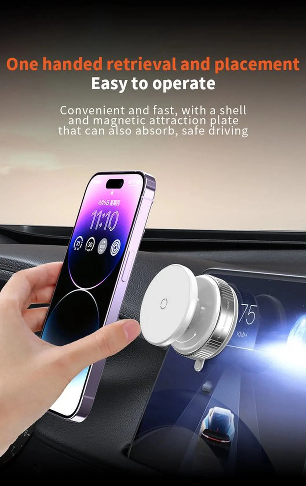 Telefoonhouder auto – Magnetisch vacuüm zuignap – 360° draaibaar & verstelbaar – Handsfree voor dashboard & glad oppervlak – Zwart-Ilumina Benelux