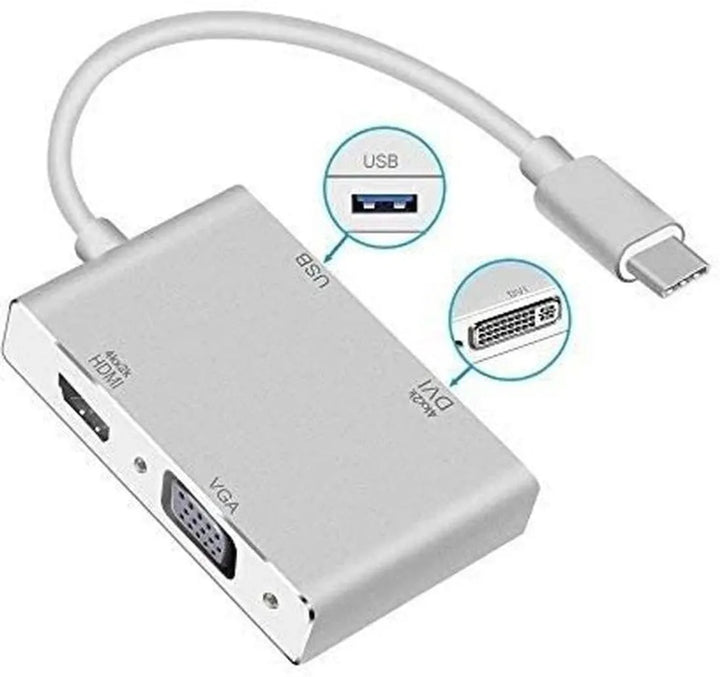 USB-C naar HDMI VGA Adapter – 5-in-1 Hub met USB 3.0 – 4K UHD HDMI – 1080P VGA – Thunderbolt 3 – Zwart-Ilumina Benelux