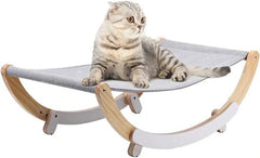Kattenhangmat – Houten Frame – Afneembare Schommelstoel & Wieg – Verhoogd Slaapbed – Draagbaar & Ademend