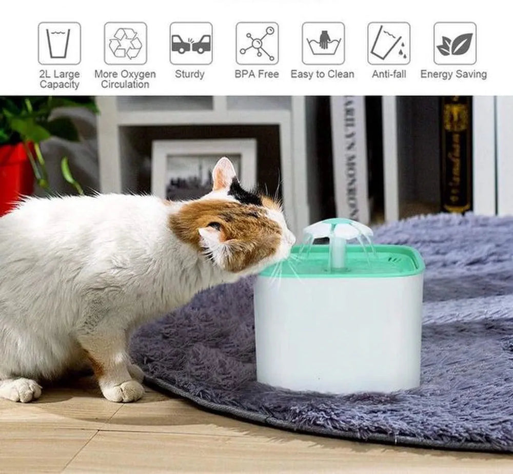 Drinkfontein kat & hond – Automatische waterfontein – Ultra stil – BPA-vrij – Met filter – Groen-Ilumina Benelux