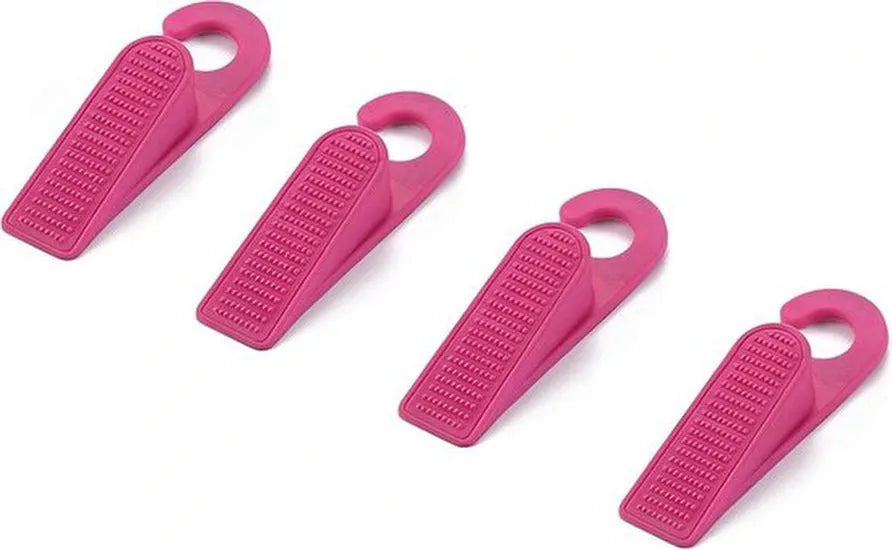 Deurstopper set – 4 stuks rubber deurwig – Antislip lichtgewicht – Met ophanghaak – Roze-Ilumina Benelux