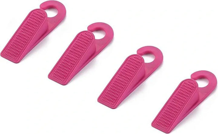 Deurstopper set – 4 stuks rubber deurwig – Antislip lichtgewicht – Met ophanghaak – Roze-Ilumina Benelux