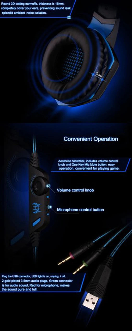 Gaming Headset – Stereo Surround – Geschikt voor: Playstation, PS4, PS5, Xbox Series X, Windows & Switch – 50mm Drivers – Noise Cancelling Mic – LED Verlichting – Multi-Platform