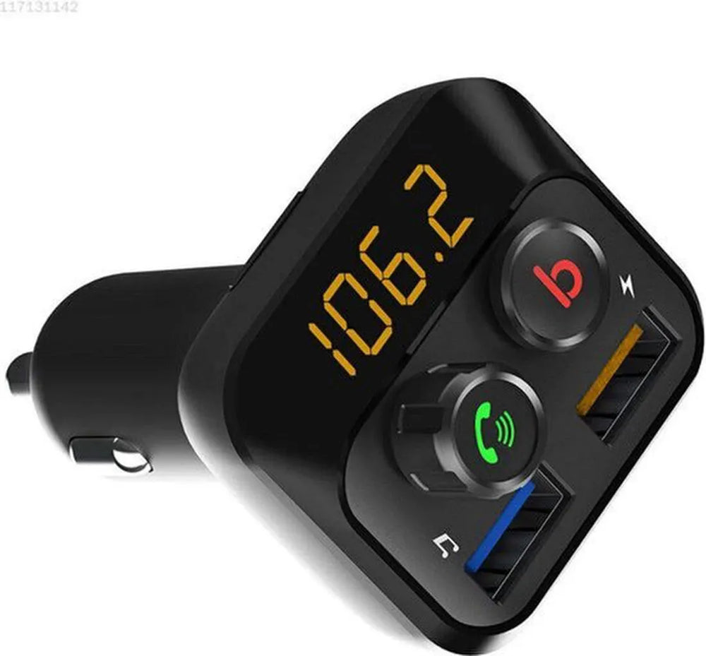Bluetooth FM Transmitter Auto – Handsfree Bellen – USB & MicroSD Muziek – 3.4A Dual USB Snellader – Bass Boost – Zwart-Ilumina Benelux