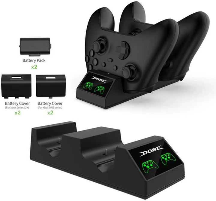Oplaadstation – Geschikt voor Xbox Series X/S & Xbox One – Dual Charger Dock – 2x 800mAh oplaadbare batterijen – Snelladen – Zwart-Oplaadstation controllers-Ilumina Benelux