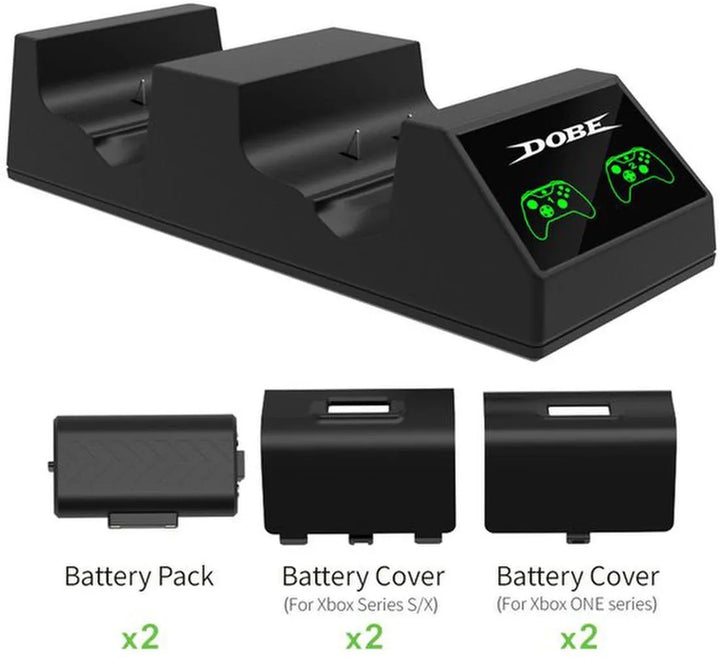 Oplaadstation – Geschikt voor Xbox Series X/S & Xbox One – Dual Charger Dock – 2x 800mAh oplaadbare batterijen – Snelladen – Zwart-Oplaadstation controllers-Ilumina Benelux
