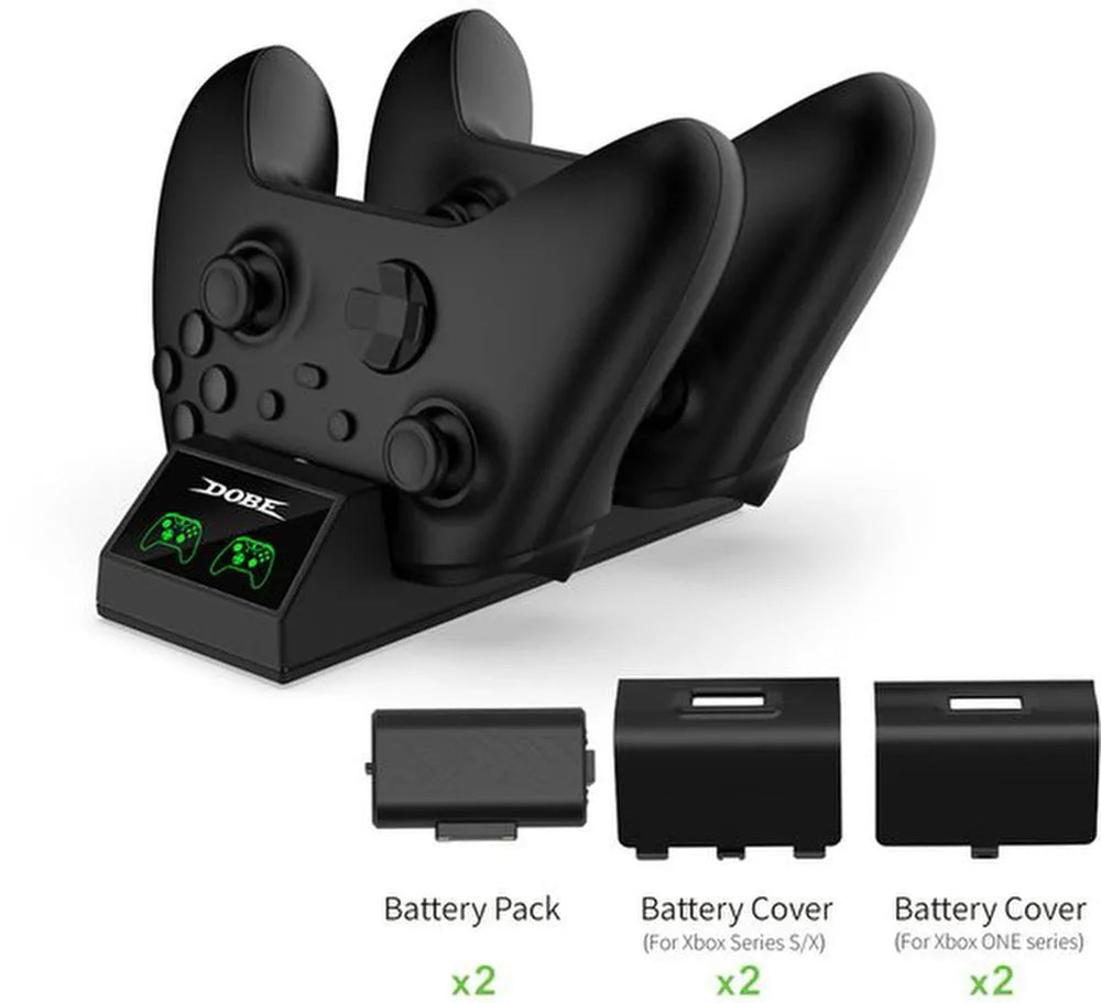 Oplaadstation – Geschikt voor Xbox Series X/S & Xbox One – Dual Charger Dock – 2x 800mAh oplaadbare batterijen – Snelladen – Zwart-Oplaadstation controllers-Ilumina Benelux