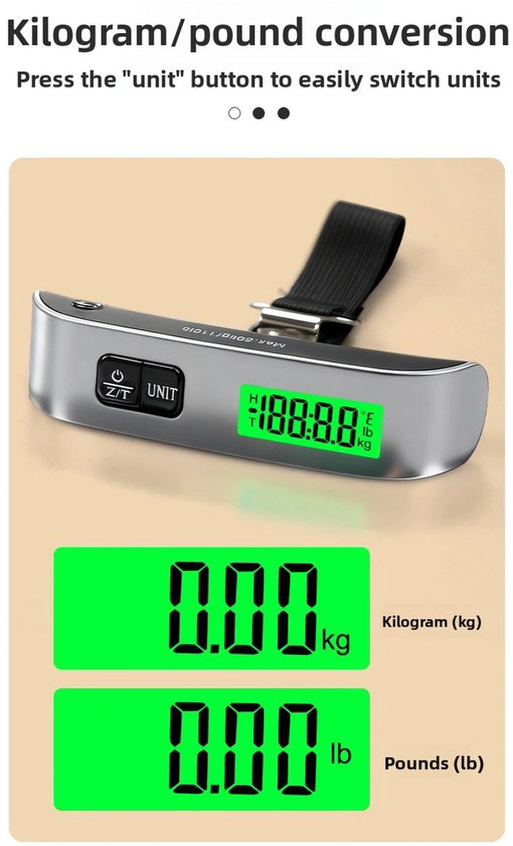 Digitale Bagageweegschaal Met Weeghaak & Thermometer - Koffer Weegschaal Bagage Kofferweger - Hang Weegschaal - Tot 50KG - Inclusief Batterijen