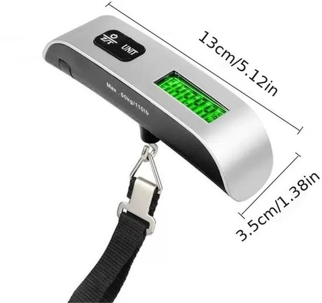 Digitale Bagageweegschaal Met Weeghaak & Thermometer - Koffer Weegschaal Bagage Kofferweger - Hang Weegschaal - Tot 50KG - Inclusief Batterijen