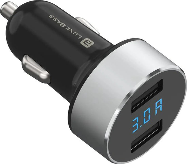 Autolader – Dual USB Poorten – 36W Snellader – LED Scherm-Oplader-Ilumina Benelux