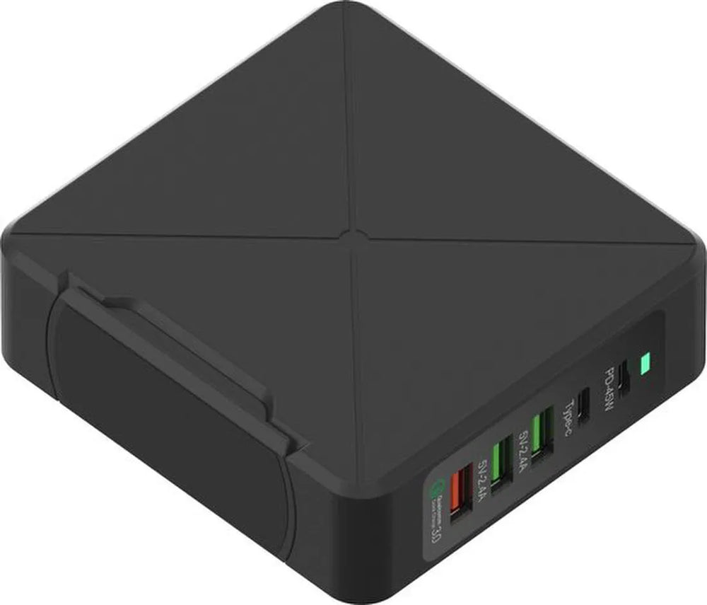 Oplader – 75W 5-poorts USB-C PD 45W & QC3.0 – Snelladen – Geschikt voor iPhone/iPad/Android-Oplader-Ilumina Benelux