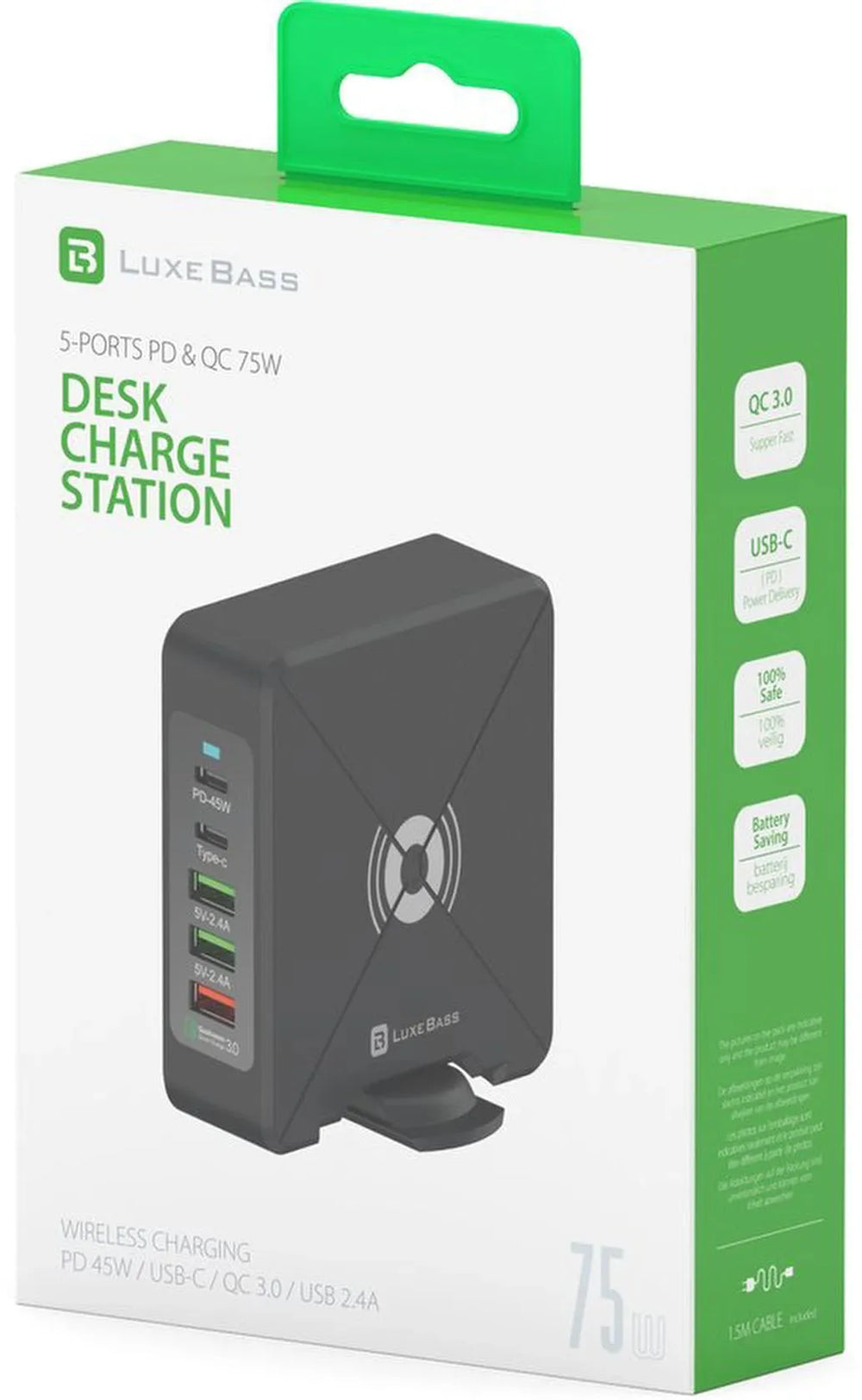 Oplader – 75W 5-poorts USB-C PD 45W & QC3.0 – Snelladen – Geschikt voor iPhone/iPad/Android-Oplader-Ilumina Benelux