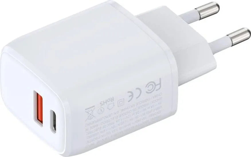 Oplader – Geschikt voor iPhone 8/10/11/12/13/14 & Samsung Galaxy – Dual USB-A/USB-C – Snellader 20W 3A-Oplader-Ilumina Benelux