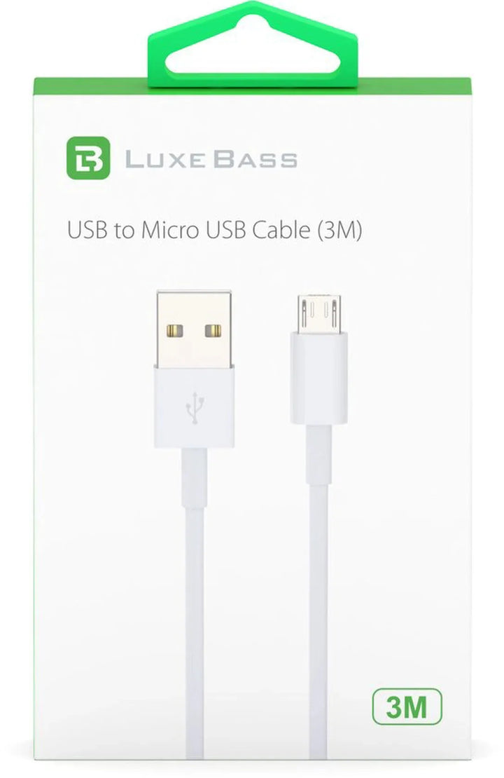 Micro USB Oplaadkabel – Geschikt voor Nokia, Samsung, Sony, LG, HTC, Kindle – 3 Meter – Data & Opladen – Wit-USB-Kabels-Ilumina Benelux
