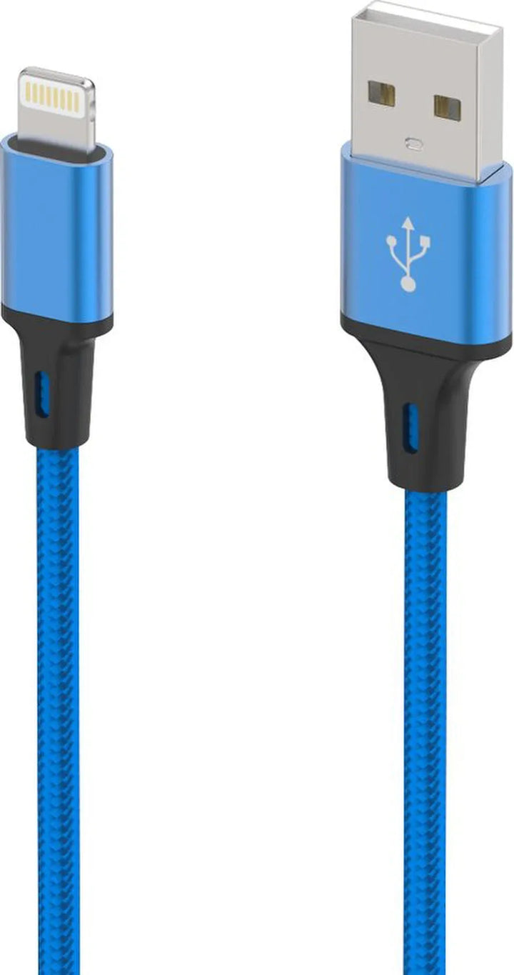 Oplaadkabel – Lightning kabel – Nylon gevlochten – 1 Meter – Geschikt voor iPhone 14/13/12/11/XS/XR/8/7/6/SE – Blauw-USB-Kabels-Ilumina Benelux