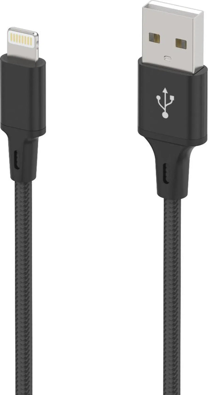 Oplaadkabel – Geschikt voor iPhone Lightning – Nylon Gevlochten – 1 Meter – Zwart-USB-Kabels-Ilumina Benelux