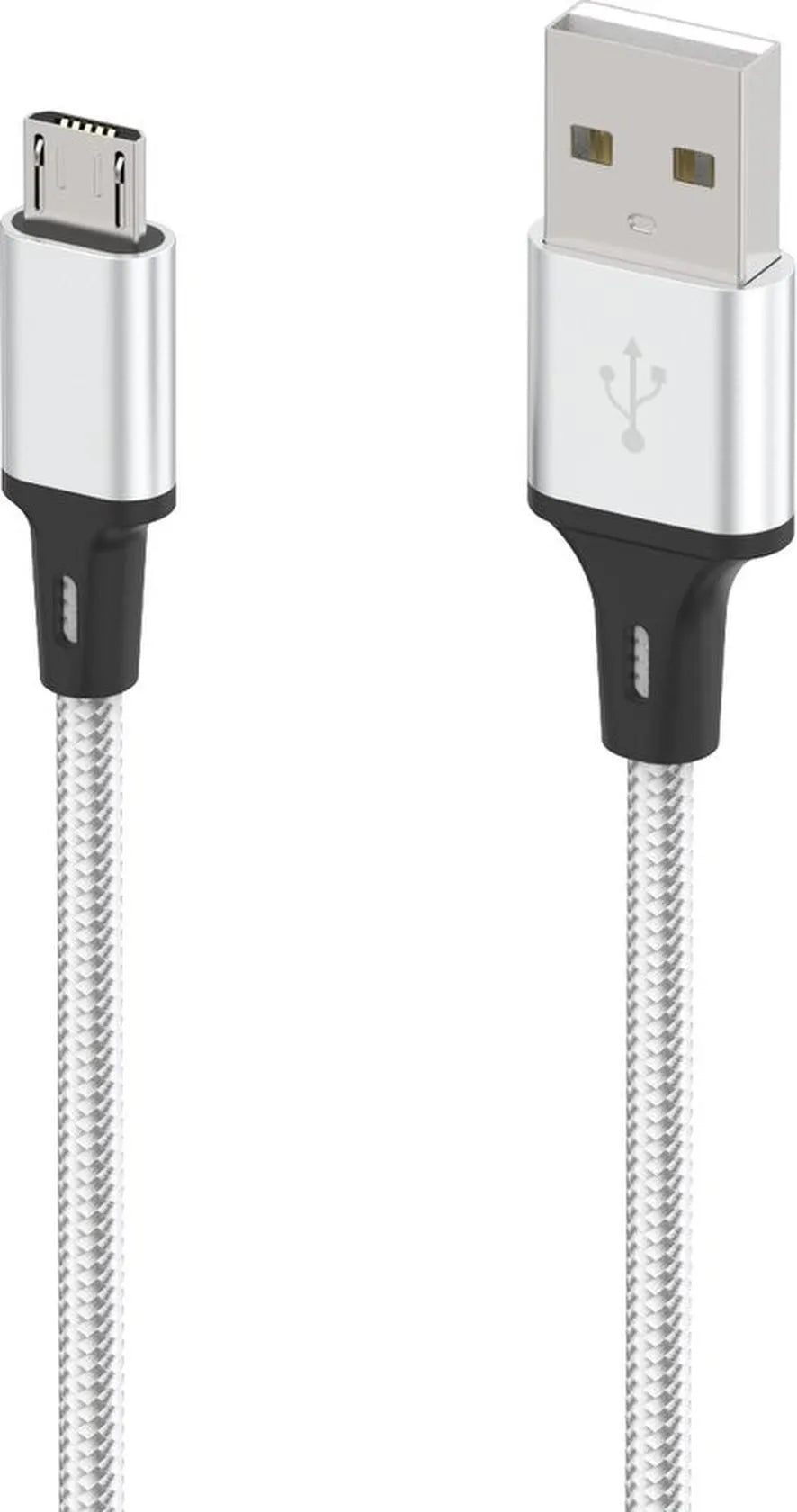 Micro USB Oplaadkabel – Geschikt voor Android & PS4 Controller – Nylon Gevlochten – 1 Meter – Zilver-USB-Kabels-Ilumina Benelux