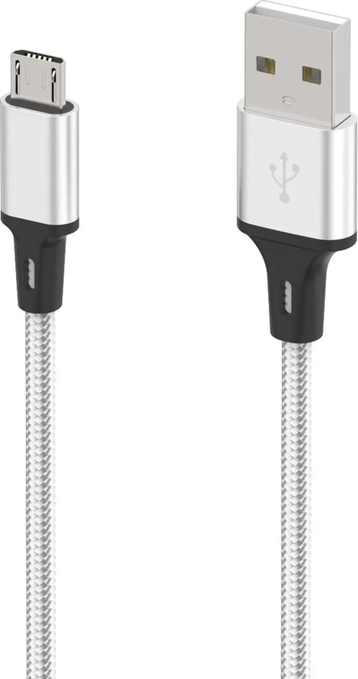 Micro USB Oplaadkabel – Geschikt voor Android & PS4 Controller – Nylon Gevlochten – 1 Meter – Zilver-USB-Kabels-Ilumina Benelux