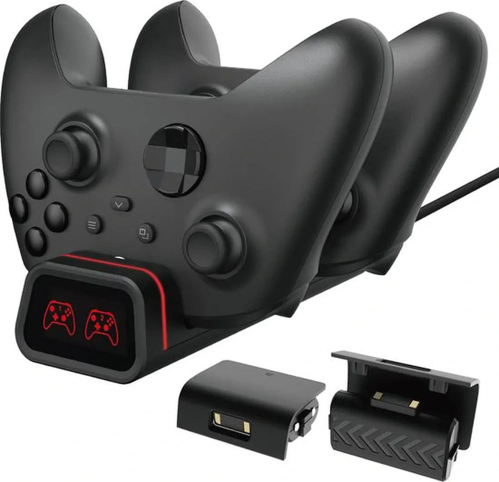 Oplaadstation – Geschikt voor Xbox One S/One X – Dual Controller Dock – Incl. 2 Batterijen – LED Indicatie – Zwart-Oplaadstation controllers-Ilumina Benelux