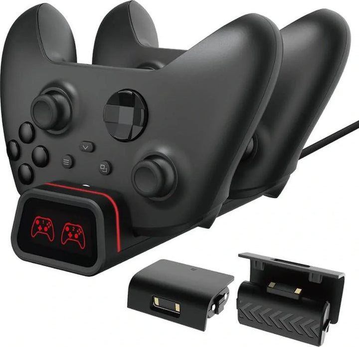 Oplaadstation – Geschikt voor Xbox One S/One X – Dual Controller Dock – Incl. 2 Batterijen – LED Indicatie – Zwart-Oplaadstation controllers-Ilumina Benelux