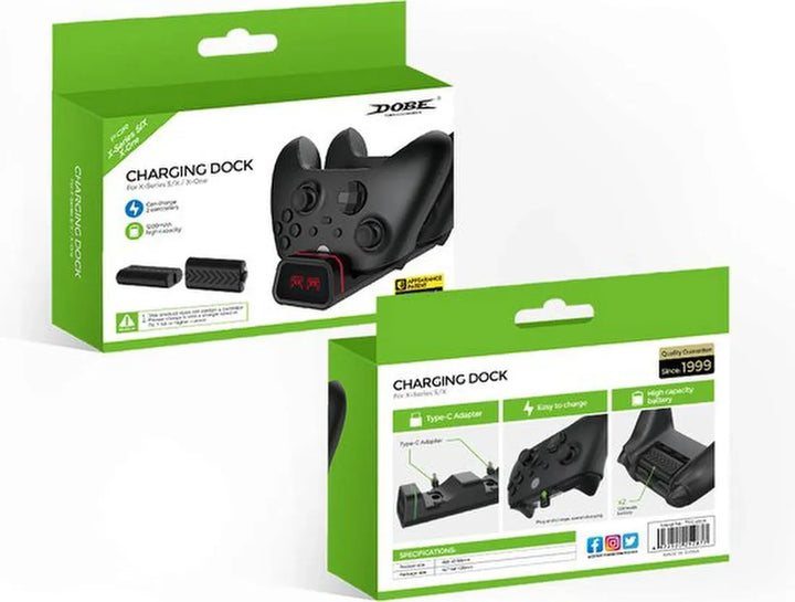 Oplaadstation – Geschikt voor Xbox One/Series X/Series S – Charging Dock – Incl. 2x 1200mAh Li-ion Batterijen – Zwart-Oplaadstation controllers-Ilumina Benelux