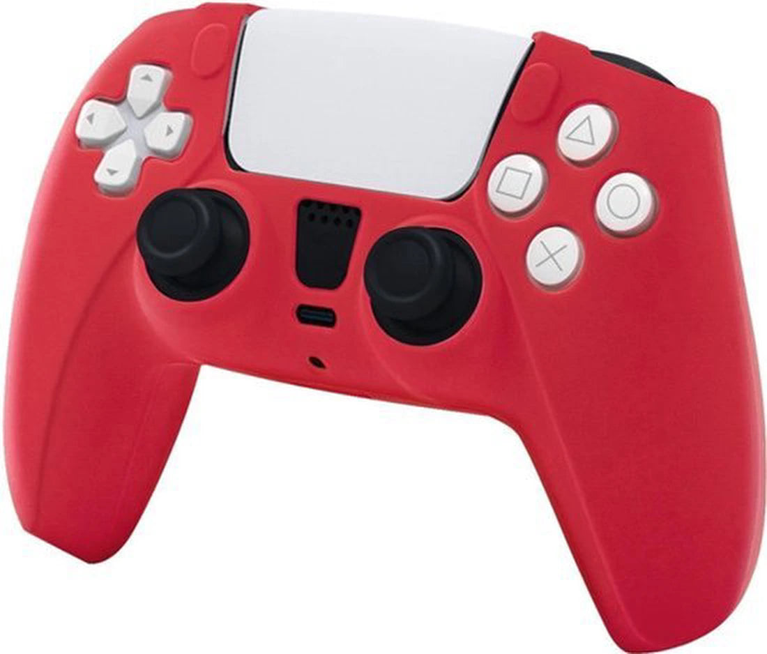 Siliconen Softcase Cover geschikt voor Playstation 5 DualSense Controller Joystick | Compleet 360 graden Anti-Slip beschermhoes case skin behuizing | ROOD TP5-0541