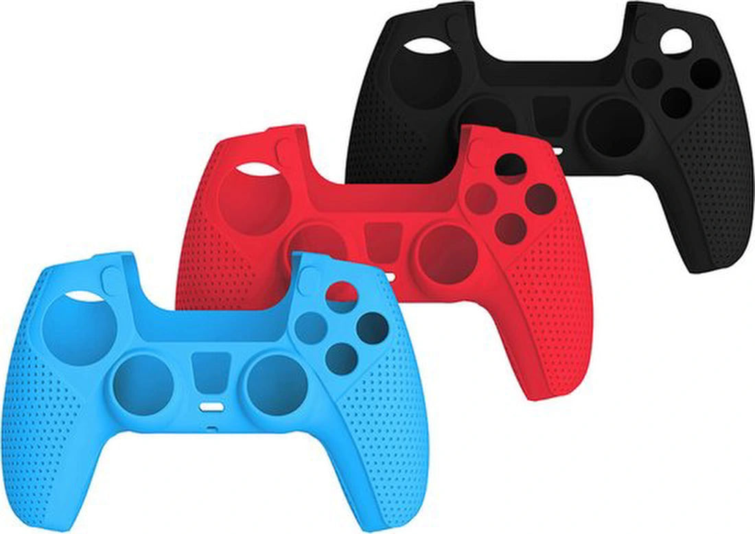 Siliconen Softcase Cover geschikt voor Playstation 5 DualSense Controller Joystick | Compleet 360 graden Anti-Slip beschermhoes case skin behuizing | ROOD TP5-0541