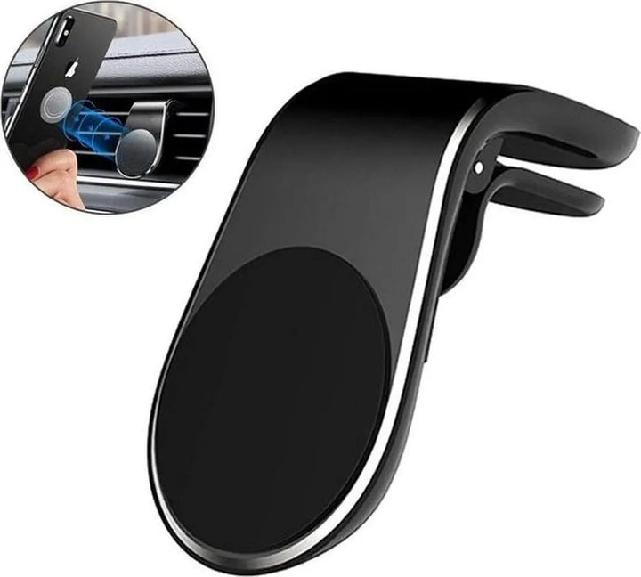 Telefoonhouder auto – Magnetisch Ventilatierooster – Klembevestiging – Inclusief Magneetsticker – Zwart-Telefoonhouders-Ilumina Benelux