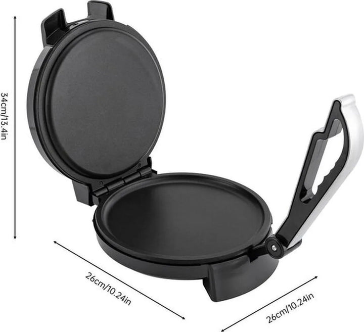 Tortilla pers – 1200W roti maker – Dubbelzijdige verwarming – Instelbaar tot 260°C – Antiaanbaklaag – Zwart-Deegroller-Ilumina Benelux