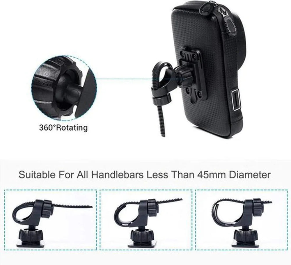 Telefoonhouder fiets – Waterdicht – 360° Draaibaar & Verstelbaar – Anti-Schok – Universeel Zwart-Ilumina Benelux