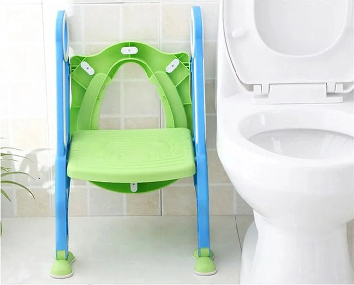 Toilettrainer met trapje – WC verkleiner met opstapje – Peuter potje 2-7 jaar – Antislip – Groen/Blauw-Toiletverkleiner-Ilumina Benelux