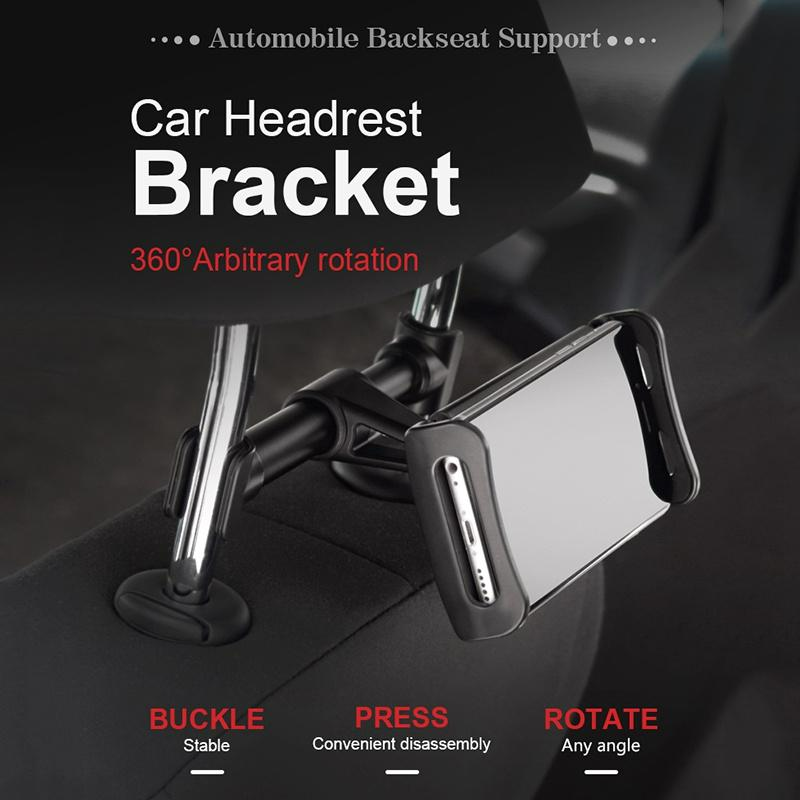 Tablethouder auto – Hoofdsteun houder – Ook telefoonhouder – Geschikt voor iPad iPhone Samsung Galaxy Tab – Zwart