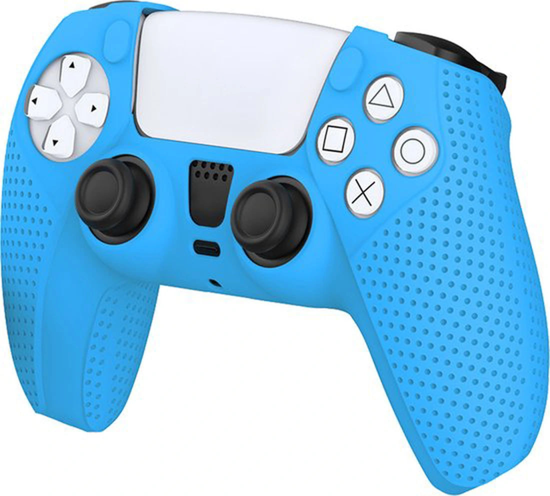 Siliconen Softcase Cover geschikt voor Playstation 5 DualSense Controller - Joystick | Compleet 360 graden Anti-Slip beschermhoes- case- skin - behuizing | Blauw TP5-0541