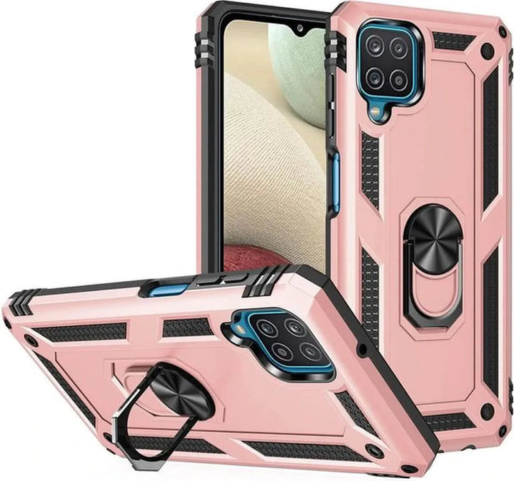 Samsung Galaxy A12 Hoesjes – Anti-Shock Hybride Ring Armor Backcover – Schokbestendig – Roségoud-Ilumina Benelux