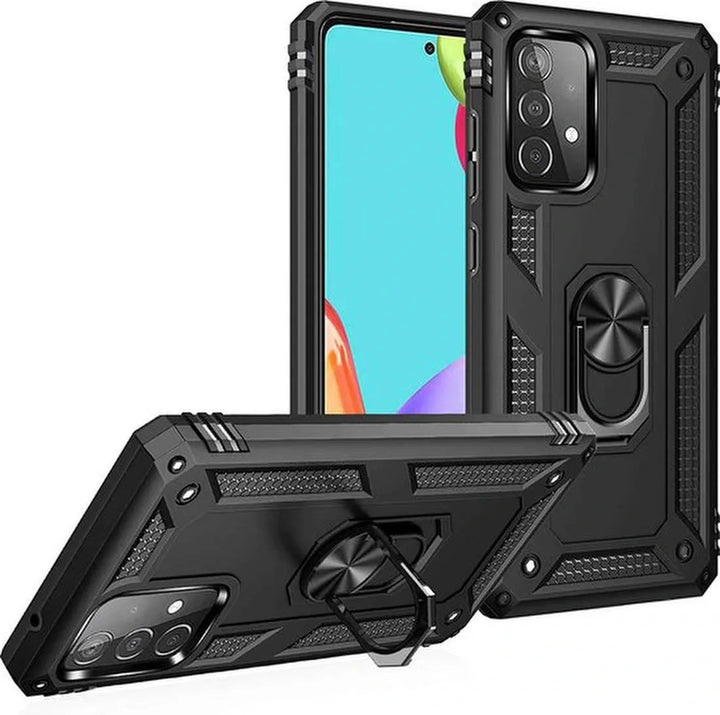 Samsung Galaxy A72 Hoesjes – Anti-Shock Hybride Ring Armor Backcover – Schokbestendig – Zwart-Ilumina Benelux
