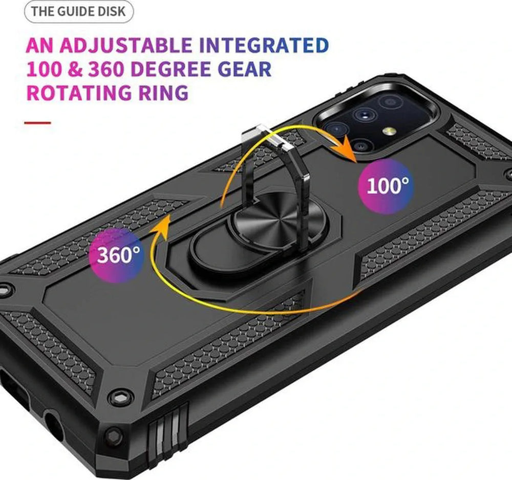Samsung Galaxy M51 Hoesjes – Anti-Shock Hybride Ring Armor Backcover – Schokbestendig – Zwart-Ilumina Benelux