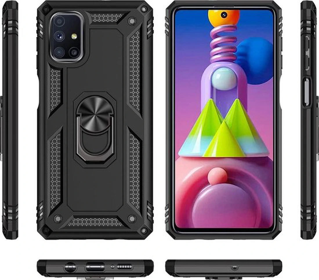 Anti-Shock Hybrid Ring Armor Hoesje Geschikt voor: Samsung Galaxy M51 - Roségoud