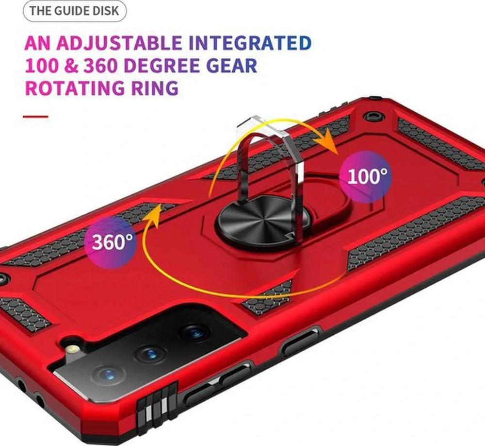 Samsung Galaxy S21 Plus Hoesjes – Hybride Ring Armor Backcover – Schokbestendig – 6,7 inch – Rood-Ilumina Benelux