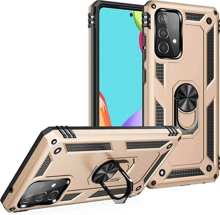 Samsung Galaxy A72 Hoesjes – Anti-Shock Hybride Ring Armor Backcover – Schokbestendig – Goud-Ilumina Benelux