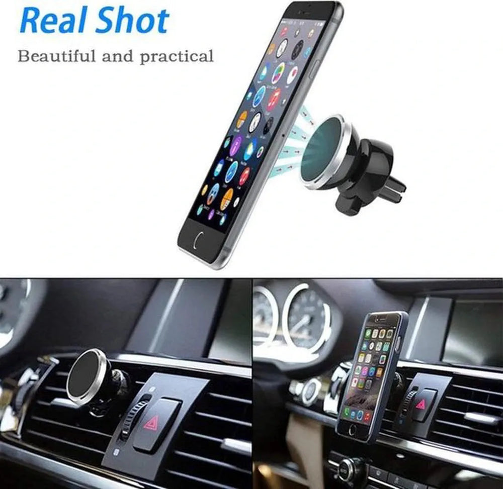 Telefoonhouder auto – Magnetisch – Voor ventilatierooster – Sterke magneet – Zilver-Telefoonhouders-Ilumina Benelux