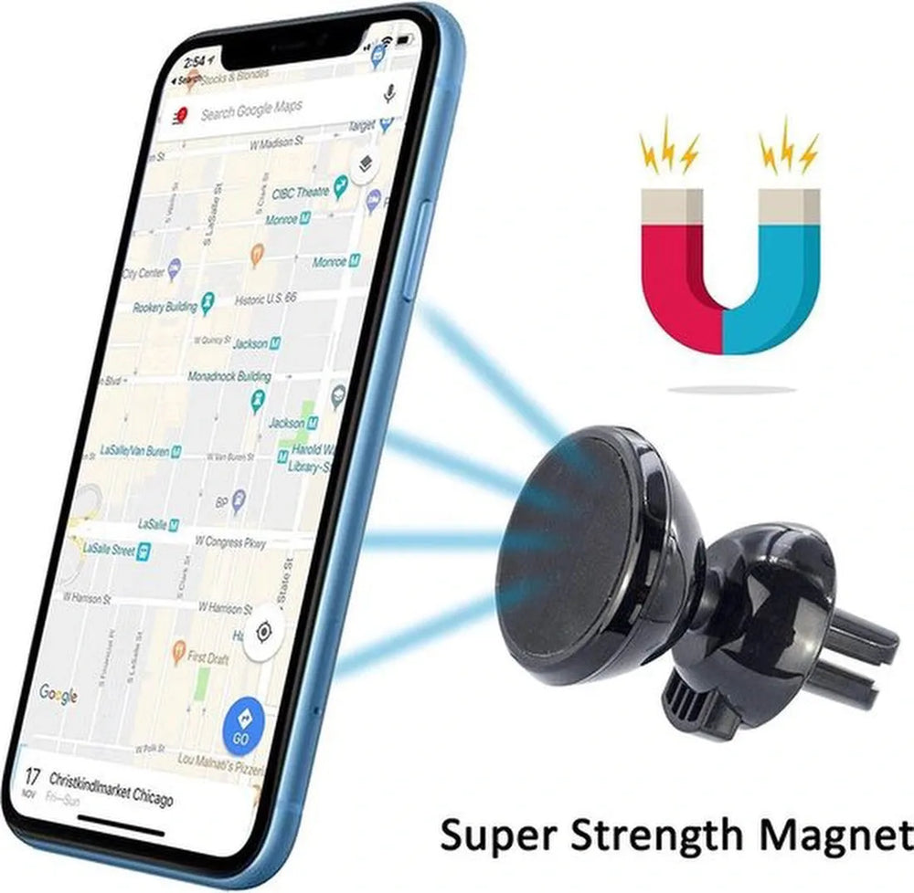 Telefoonhouder auto – Magnetisch – Ventilatierooster montage – Sterke magneet – Zwart-Telefoonhouders-Ilumina Benelux