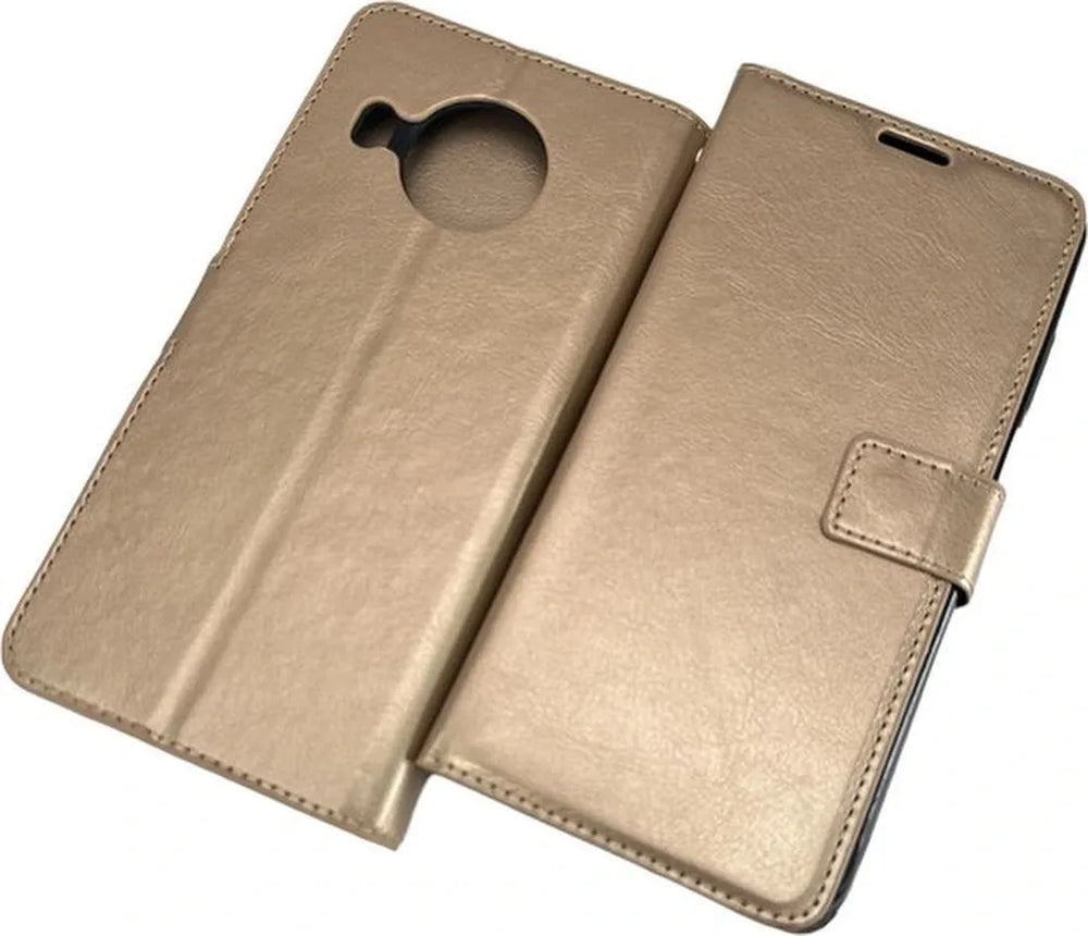 Nokia X10/X20 Hoesjes – Portemonnee Book Case – Pasjeshouder – 2x Gehard Glas Screenprotector – Goud-Ilumina Benelux