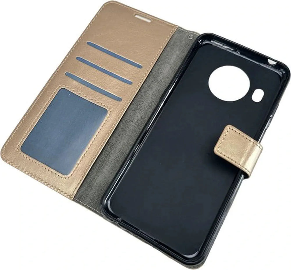 Nokia X10/X20 Hoesjes – Portemonnee Book Case – Pasjeshouder – 2x Gehard Glas Screenprotector – Goud-Ilumina Benelux