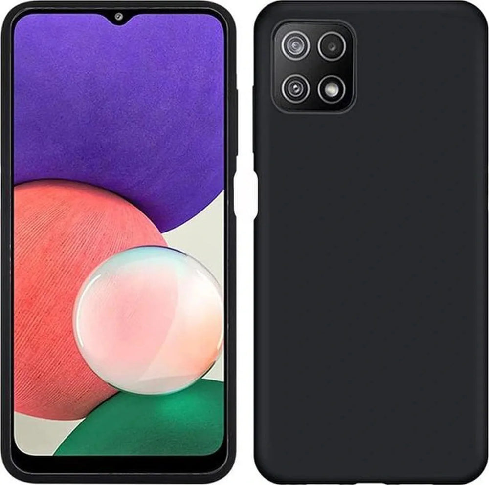 Samsung Galaxy A22 5G Hoesjes – Siliconen Backcover + 2x Screenprotector – Gehard Glas – Zwart-Ilumina Benelux
