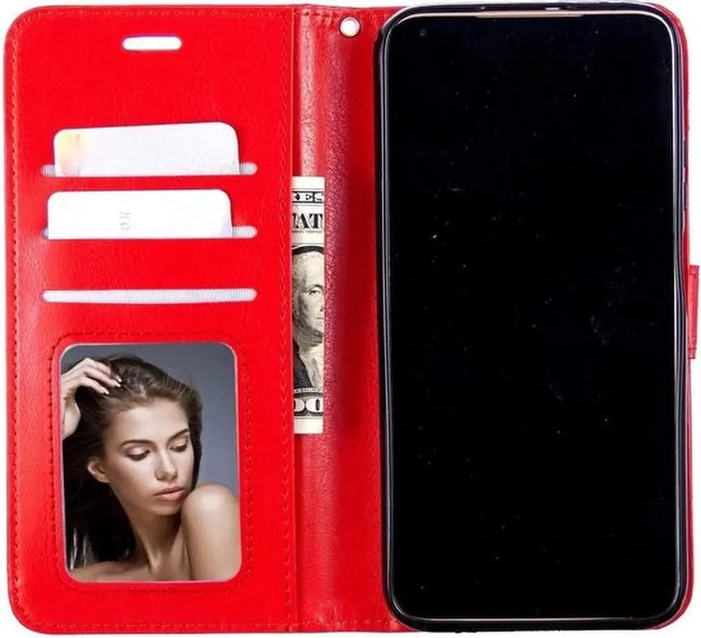 Huawei P40 Lite 2020 Hoesjes – Portemonnee Book Case – Pasjeshouder – Magneetsluiting – Rood-Ilumina Benelux