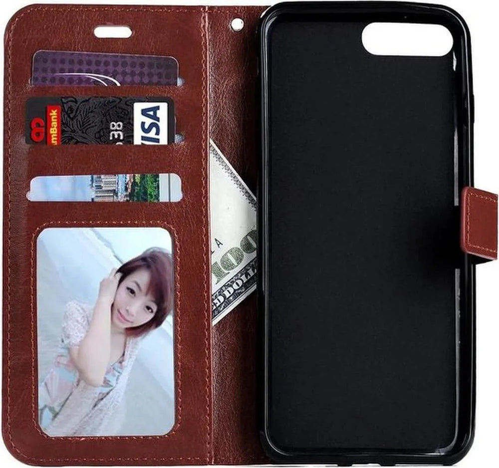 iPhone 6/6S Hoesjes – Portemonnee Book Case – Pasjeshouder – Magneetsluiting – Bruin-Ilumina Benelux