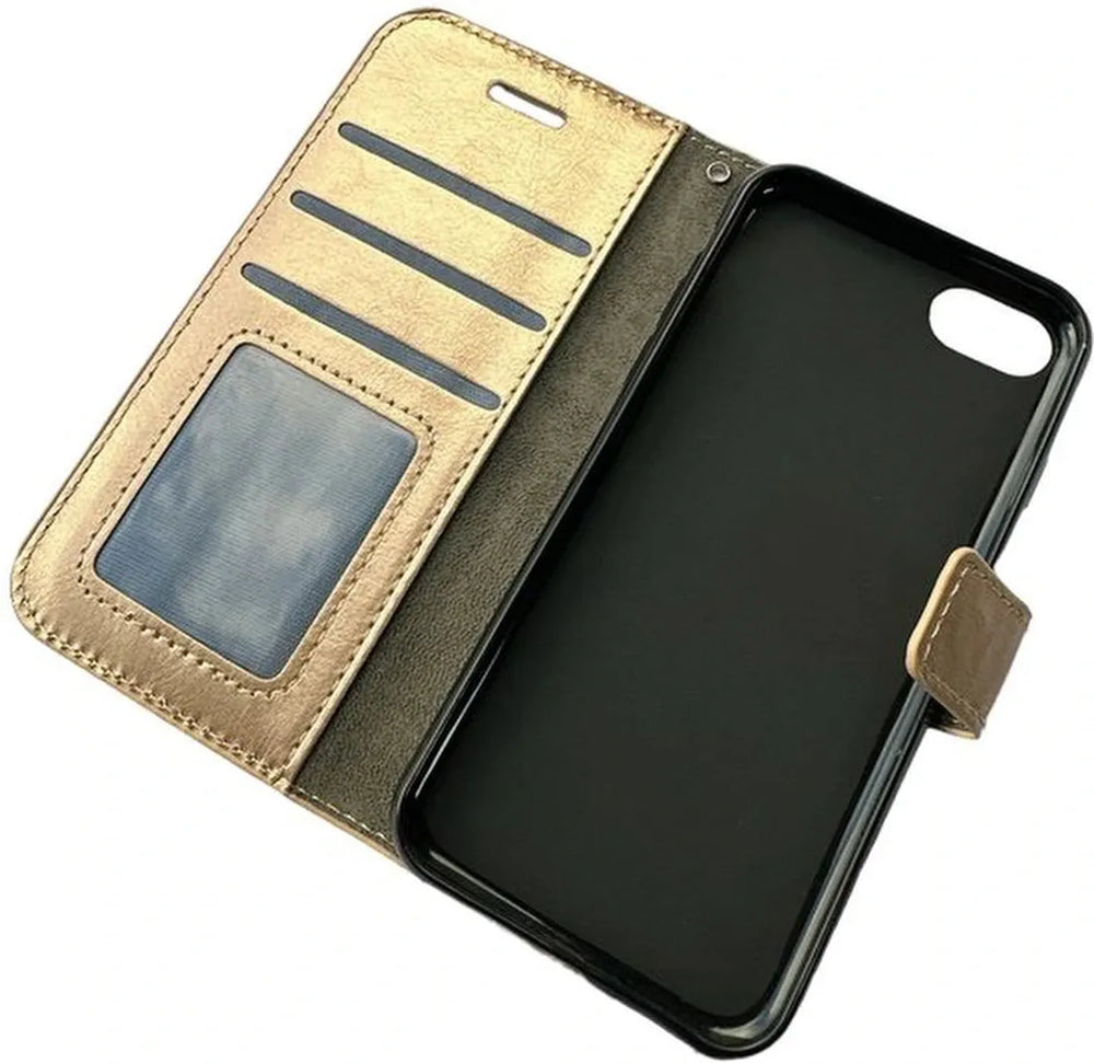 iPhone 6 Plus/6S Plus Hoesjes – Portemonnee Book Case – Pasjeshouder – Magneetsluiting – Goud-Ilumina Benelux
