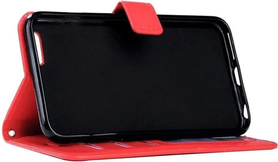 iPhone 6 Plus/6S Plus Hoesjes – Portemonnee Book Case – Pasjeshouder – Magneetsluiting – Rood-Ilumina Benelux