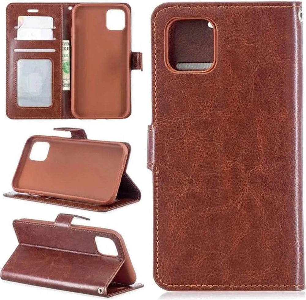 iPhone 11 Hoesjes – Portemonnee Book Case – Pasjeshouder – Magneetsluiting – Bruin-Ilumina Benelux
