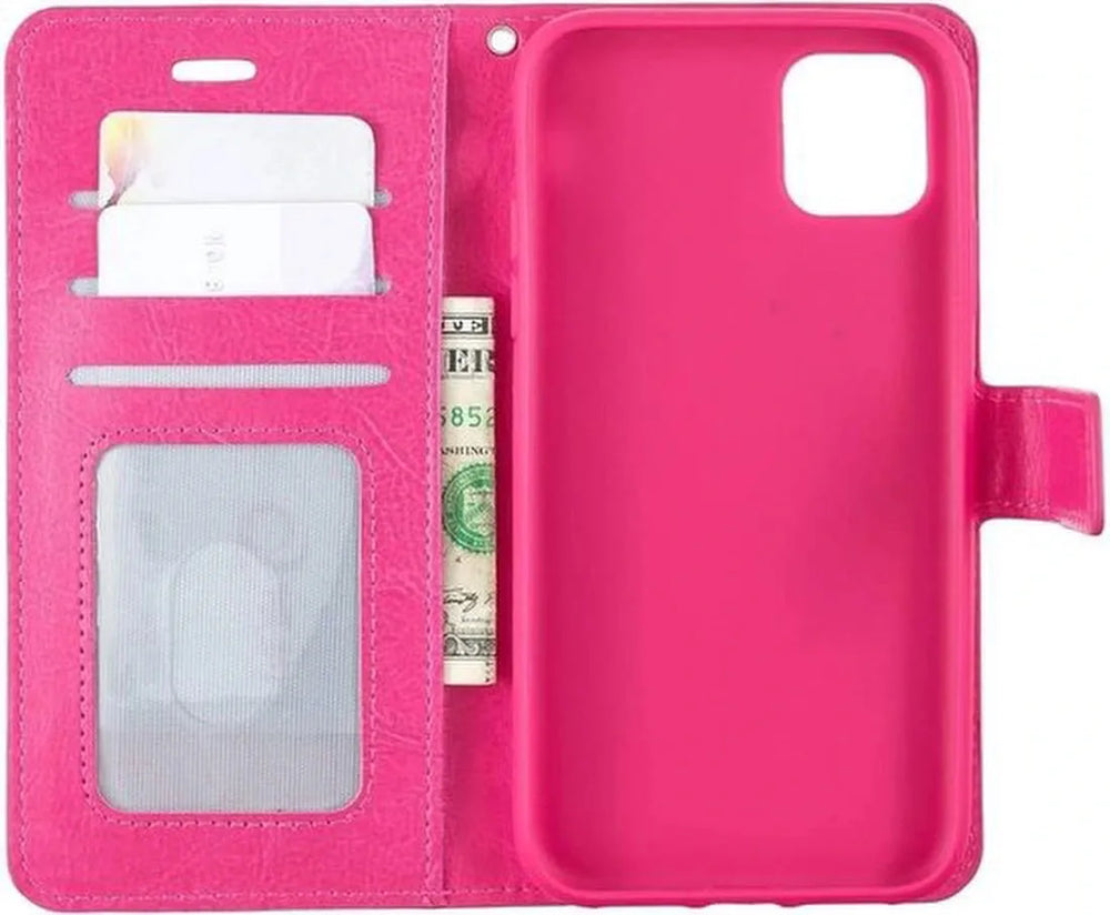 iPhone 12 Hoesjes – Portemonnee Book Case – Pasjeshouder – Magneetsluiting – Roze-Ilumina Benelux